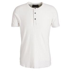 Wings + Horns Slim Fit Short Sleeve Burnout Cotton Henley Tee White Size Medium